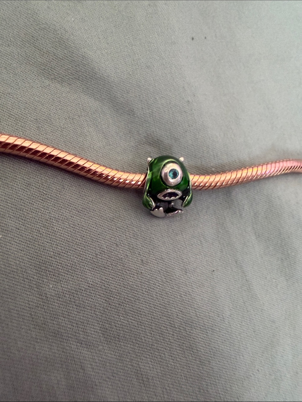 Silver & Green One-Eyed Monster Disney Charm - Picture 3 of 4